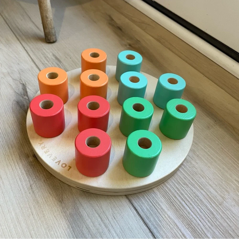 Lovevery Wooden Stacking Pegboard Montessori Toy
